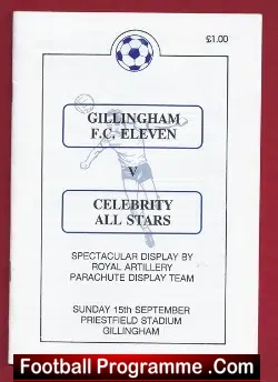 Gillingham v Celebrity All Stars 1991 + Multi Autographed SIGNED - football programme