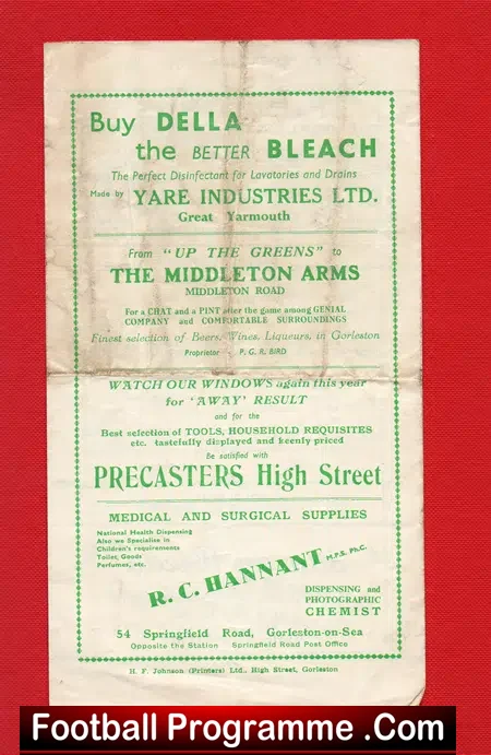 Gorleston v Holbeach United 1957
