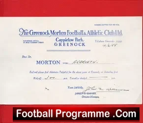 Greenock Morton v Arbroath Old Football Letter to Referee 1955