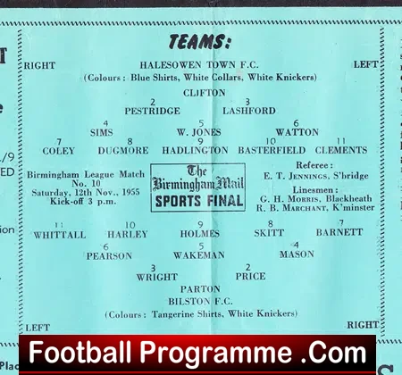 Halesowen Town v Bilston Town 1955