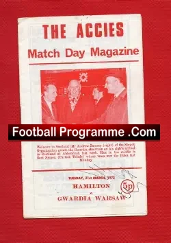 Hamilton Academical v Gwardia Warsaw 1972 – Multi Autographed