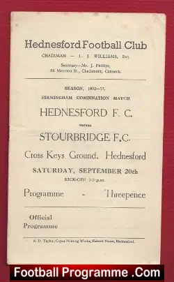 Hedensford v Stourbridge 1952