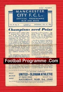Manchester City v Huddersfield Town 1945