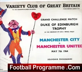 Manchester City v Manchester United 1964 - Variety Club Friendly - football programme