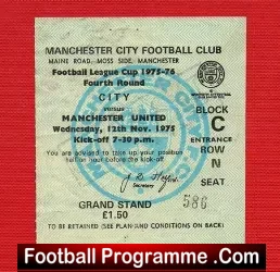 Manchester City v Manchester United 1975 – LC Ticket Stub