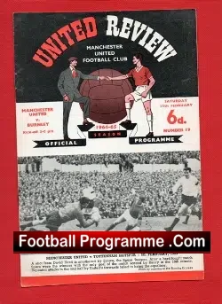 Manchester United v Burnley 1965 - football programme