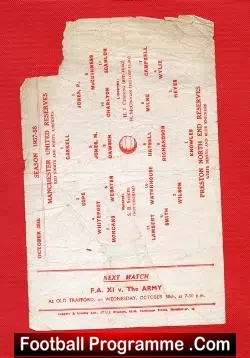 Manchester United v Preston 1957 – Reserves + Bobby Charlton