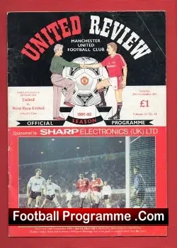 Manchester United v West Ham United 1991 Multi Autographed Ferguson Charlton