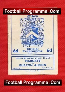 Margate v Burton Albion 1967 - football programme