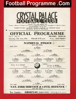 National Police v Fire Service + Defence 1944 at Crystal Palace - football programme