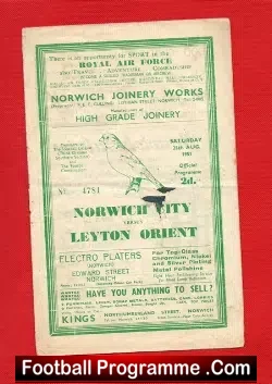 Norwich City v Leyton Orient 1951