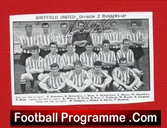 Sheffield United Alan Hodgkinson Football Autograph 1960's - football programme