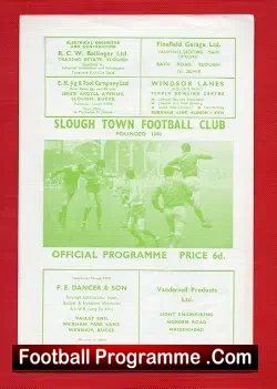 Slough Town v British Army of the Rhine 1968