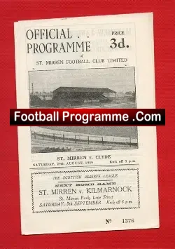 St Mirren v Clyde 1959 - football programme