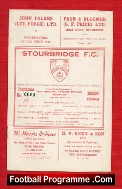 Stourbridge v Darlaston Town 1963 - football programme