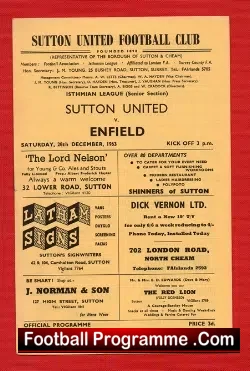 Sutton United v Enfield 1963