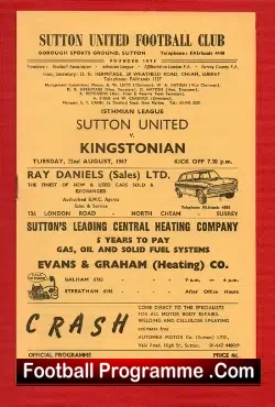 Sutton United v Kingstonian 1967