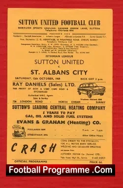 Sutton United v St Albans City 1968