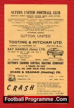 Sutton United v Tooting Mitcham United 1967
