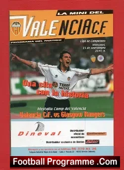 Valencia v Glasgow Rangers 1999 - Spain - football programme