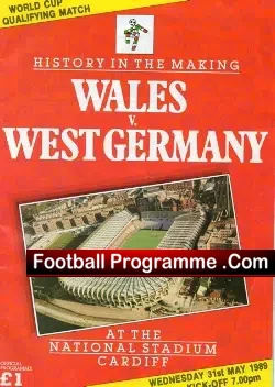 Wales v Germany 1989 - World Cup - Multi Autographed Both Teams - football programme