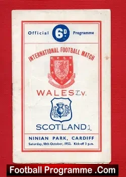 Wales v Scotland 1952 – Plus Song Sheet