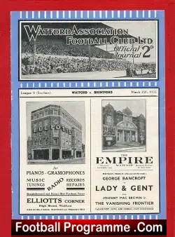 Watford v Brentford 1933 – Old 1930s Programme