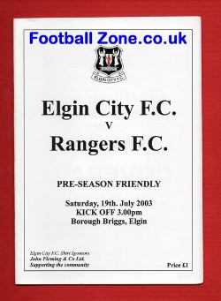 Elgin City v Glasgow Rangers 2003 – Pre Season Friendly