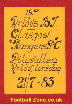 Laguppstallningar v Glasgow Rangers 1983
