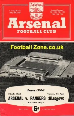 Arsenal v Glasgow Rangers 1960 - Friendly Match