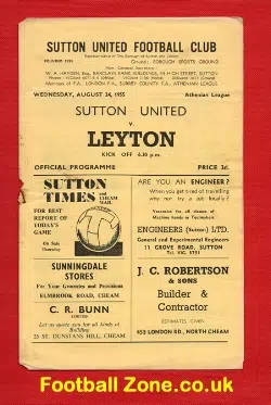 Sutton United v Leyton 1955