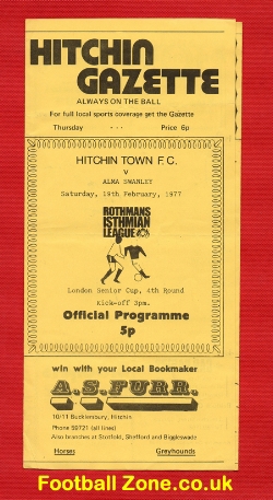 Hitchin Town v Alma Swanley 1977