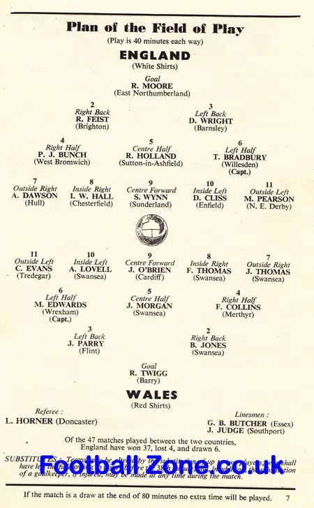 England v Wales 1955 – Wembley – School Boys