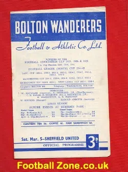 Bolton Wanderers v Sheffield United 1955