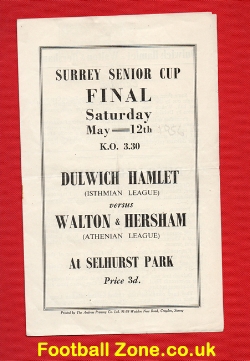Dulwich Hamlet v Walton Hersham 1956 – Senior Cup Final