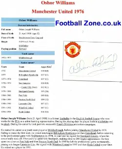 Manchester United Oshor Williams Autograph Signed - 1976