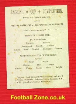 Preston North End v Wolves 1889 - FA Cup Final Reprint - CARD