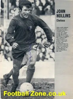 Chelsea John Hollins Signed Picture 1970s