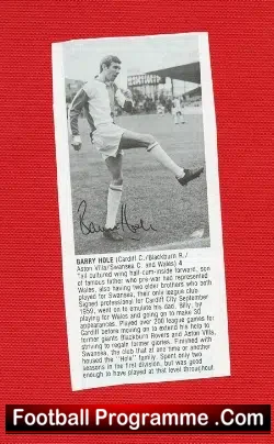 Aston Villa Barry Hole Autographed Picture 1970s