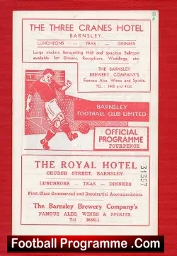 Barnsley v Ipswich Town 1958 - football programme