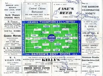 Barrow v Manchester United 1963 - Signed Lancashire Senior Cup