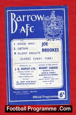 Barrow v Manchester United 1963 - Signed Lancashire Senior Cup - football programme