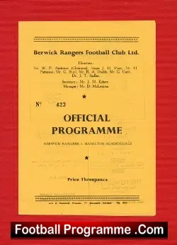 Berwick Rangers v Hamilton Academical 1959