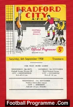 Bradford City v Tranmere Rovers 1958
