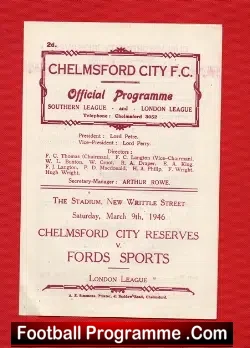 Chelmsford City v Fords Sports 1946 – Reserves Match