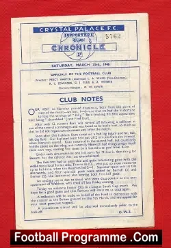 Crystal Palace v Exeter City 1946 – 40’s