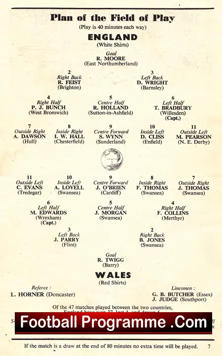 England v Wales 1955 – Wembley – Robert Moore Schoolboy