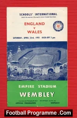 England v Wales 1955 – Wembley – Robert Moore Schoolboy