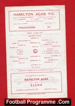 Hamilton Academical v Alloa Athletic 1960
