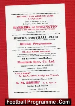 Histon Town v Thetford Town 1975